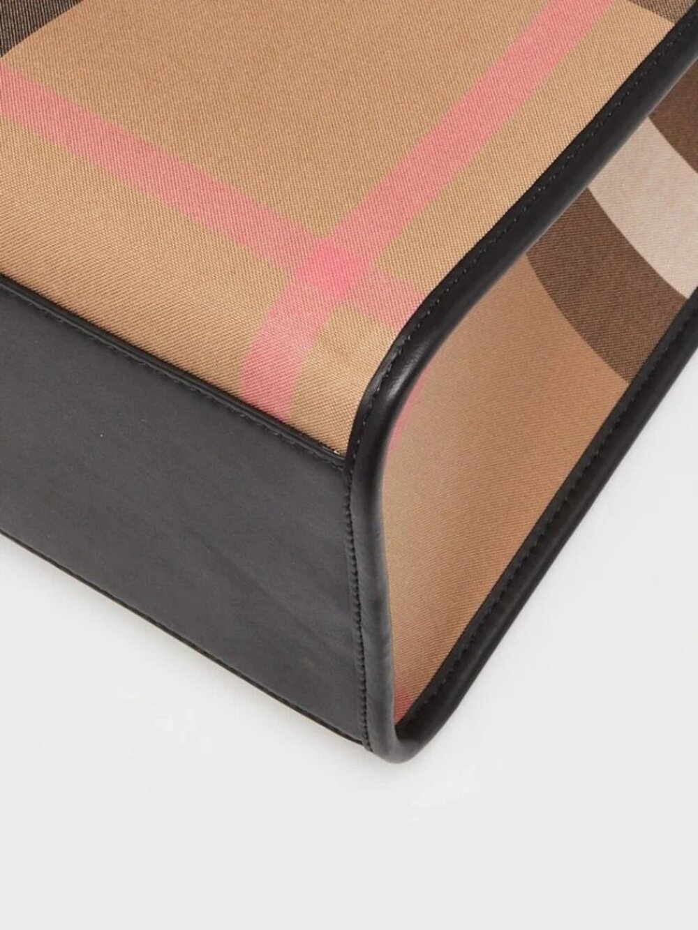 Burberry Taupe Brown Canvas/Leather Check Vertical Tote Bag - Picture 4 of 9